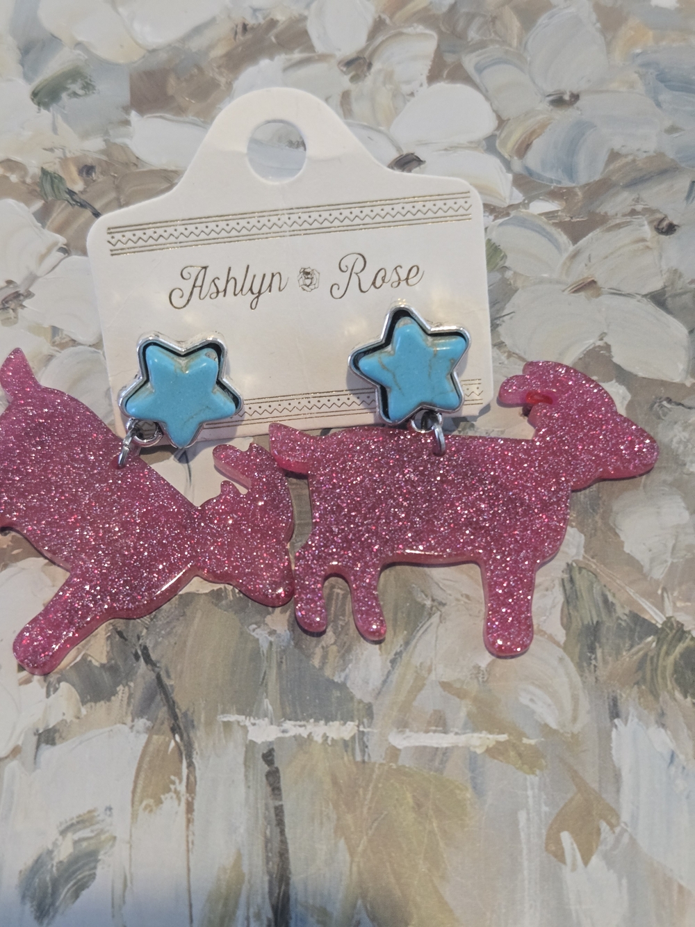 Ashlyn Rose pink Star stud & Glitter goat stud earrings